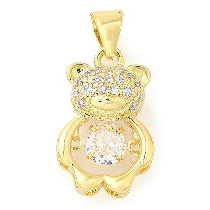 Подвески из латуни с покрытием медвежьей стойки, микропаве из кубического циркония, без свинца и без кадмия