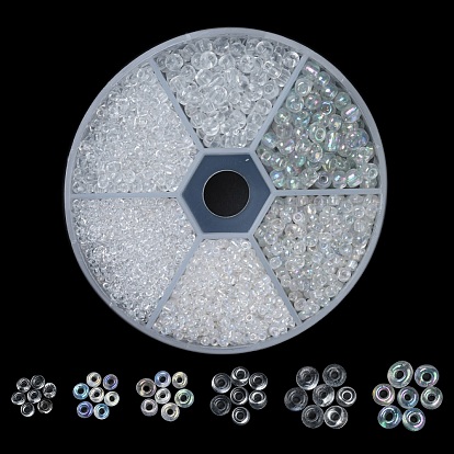 6 Style Transparent Glass Seed Beads, Round