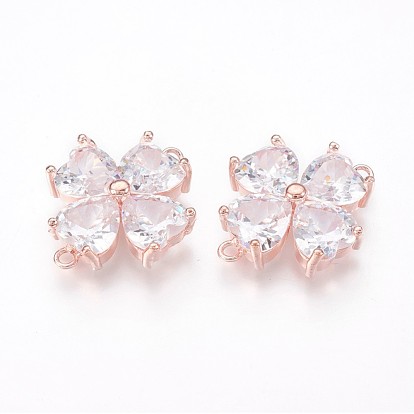 Brass Cubic Zirconia Links, Flower