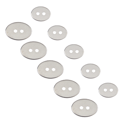 304 Stainless Steel Buttons, Oval, 2-Hole