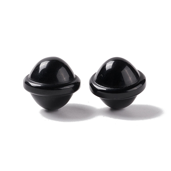 Природные обсидиана бусы, без отверстия , форма сатурна