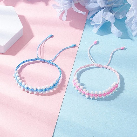 2шт. браслеты из бисера ручной работы из стеклянных бус для женщин