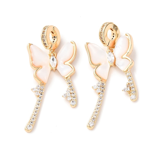 Латунные микропаве прозрачные подвески с фианитом, бабочки прелести