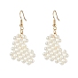Heart Pearl Beads Dangle Earrings, Brass Earring Hooks