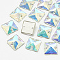 Sew on Rhinestone, K9 Glass Rhinestone, Two Holes, Garments Accessories, Random Color Back Plated, Faceted, Square