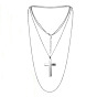 Retro Double Cross Necklace and Earrings Set in Black for 80s Costume Party