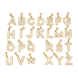 Colgantes de alfabeto de concha blanca natural, Chapado de iones (ip) real 18 chapado en oro 304 encantos de acero inoxidable