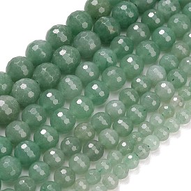 Естественный зеленый авантюрин бисер нитей, граненые, круглые