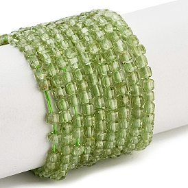 Natural Peridot Beads Stands, Faceted Table Cut Cube