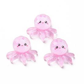 Transparent Epoxy Resin Cabochons, with Glitter Powder, Octopus