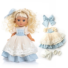 Summer Cloth Doll Dress Set, with Bowknot Hairband & Shoes, for 14.5 inch Girl Doll Party Dressing Accessories