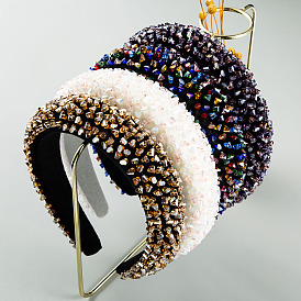 Colorful Crystal Headband for Women, Handmade Baroque Style with Thin Sponge Padding