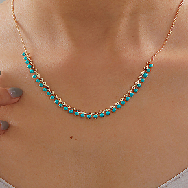 Шикарные латунные эмалевые звенья цепи ожерелья для женщин, золотые