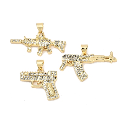 Латунные микро проложить кубического циркония подвески, подвески в форме пистолета, стойки покрытие, без кадмия и без свинца, долговечный