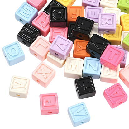50 непрозрачные акриловые бусины, кубик со случайной буквой