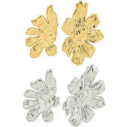 304 серьги-гвоздики из нержавеющей стали для женщин, цветок