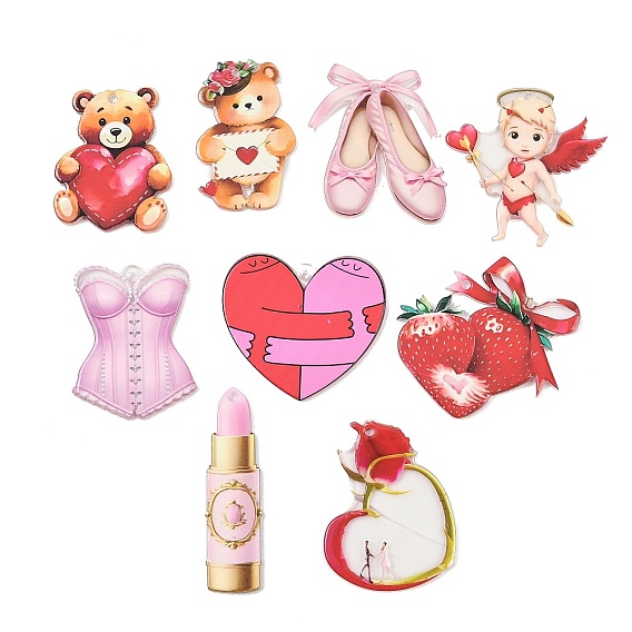 Непрозрачные акриловые подвески с принтом ко Дню святого Валентина