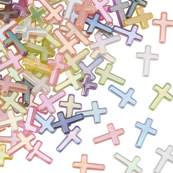 100 шт. гальванизированные флуоресцентные акриловые шарики, перекрестные шарики