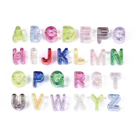 Уф-покрытие прозрачные акриловые бусины, радужный, буквы