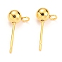 304 Stainless Steel Ball Post Stud Earring Findings, with Loop and 316 Surgical Stainless Steel Pin