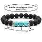 8MM Round Gemstone and Natural Lava Rock Beaded Stretch Bracelets for Couples