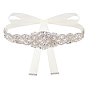 1Ceintures en polyester ornées de fleurs en strass et cristal pour robe de mariée, floral blanc