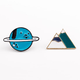 Galactic Pup Planet Enamel Pin Set - Creative Dog Alien Accessories for Outfits
