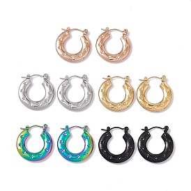 304 Stainless Steel Donut with Star Hoop Earrings for Women