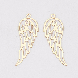 Brass Pendants, Etched Metal Embellishments, Long-Lasting Plated, Wing