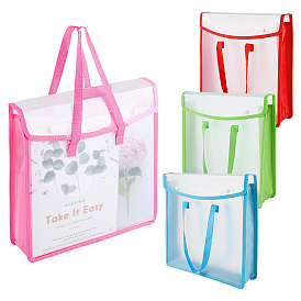 4шт. 4цвета полупрозрачные полипропиленовые сумки для хранения книг с полиэстеровыми ручками, прямоугольные