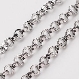 304 Stainless Steel Rolo Chains, Belcher Chain, Unwelded, 4mm