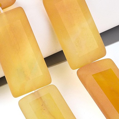 Нити бусин из натурального окрашенного желтого агата, прямоугольные, матовые