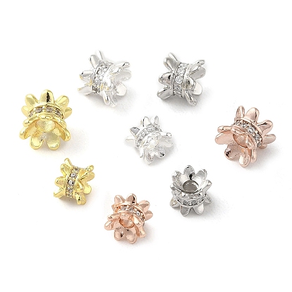 Accumuler perles de laiton placage, avec de la zircone cubique clair, plaqué longue durée, sans plomb et sans cadmium