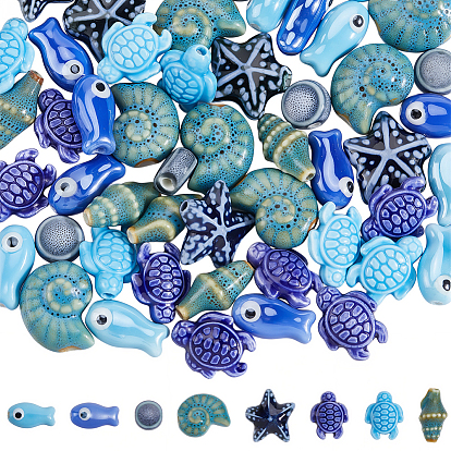 56шт 8 стили фарфоровые бусины ручной работы, разнообразные