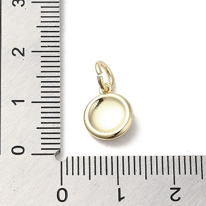 Brass Enamel Charms, with Jump Ring, Real 18K Gold Plated, Flat Round with Evil Eye Charm