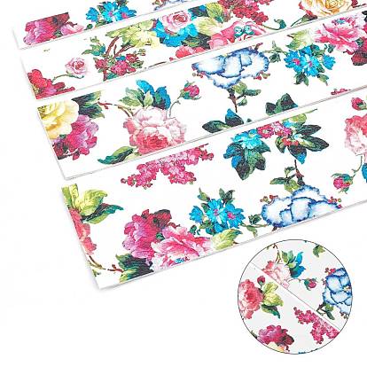 PU Leather Fabric Printing Flower Fabric, for Shoes Bag Sewing Patchwork DIY Craft Appliques