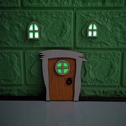 Миниатюрная светящаяся деревянная дверь и окно, светящиеся в темноте аксессуары для строительства кукольного домика