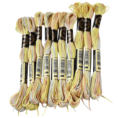 10 мотки 6-слойная полиэфирная нить для вышивания, нитки для вышивки крестом, сегмент окрашенный