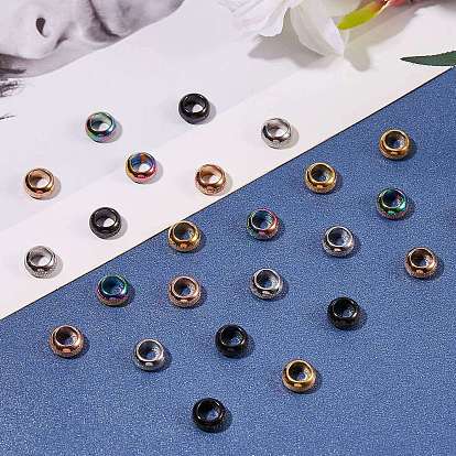 25Pcs 5 Colors Ion Plating(IP) Frosted 201 Stainless Steel European Beads, Large Hole Beads, Rondelle