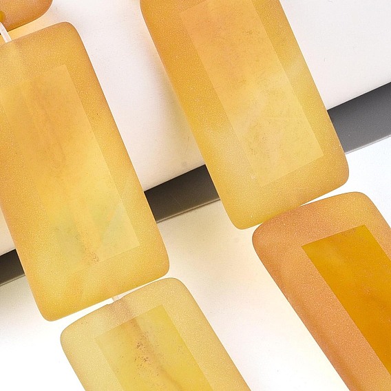Нити бусин из натурального окрашенного желтого агата, прямоугольные, матовые