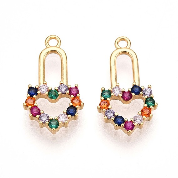 Латунные микро проложить кубического циркония подвески, сердечные замки-талисманы