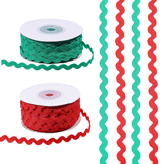 2 рулоны 2 цвета полиэфирной ленты, волнистый изогнутый край