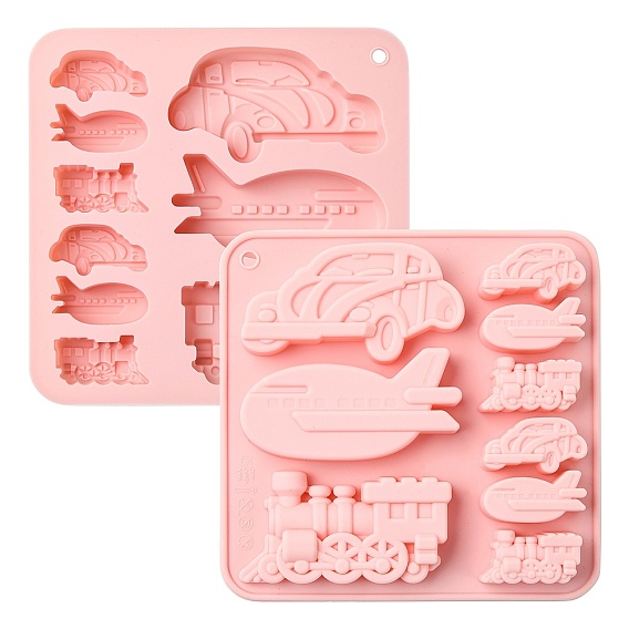 2шт. розовые силиконовые формы на тему транспорта для самостоятельного изготовления тортов, печенья