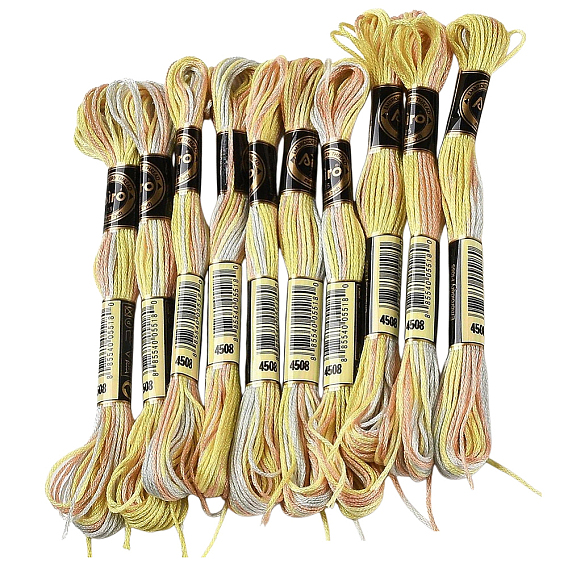 10 мотки 6-слойная полиэфирная нить для вышивания, нитки для вышивки крестом, сегмент окрашенный