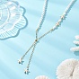 Белые круглые жемчужные ожерелья из ракушек с бусинами-слайдерами, Ожерелье-лариата с кисточками из натуральных ракушек и окрашенной синтетической бирюзы в виде морской звезды., 304 ювелирные изделия из нержавеющей стали