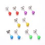 304 Stainless Steel Spray Painted Stud Earrings, Round