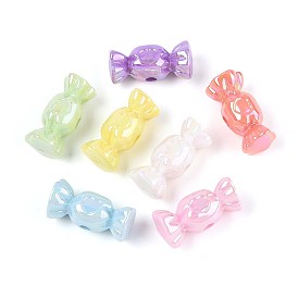 Непрозрачные акриловые бусины с УФ-покрытием, радужный, конфеты с сердцем