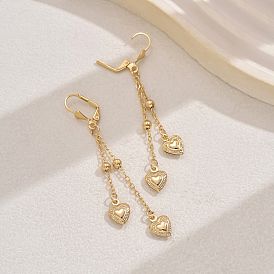 Серьги-кольца из латуни в форме сердца с кисточками