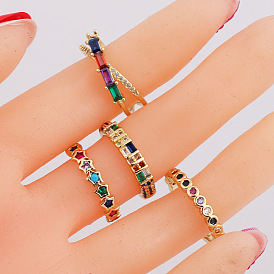 Simple Colorful Diamond Joint Ring Set - Minimalist Fashion, Index Finger Ring.