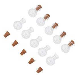 10Pcs Clear Glass Wishing Bottles, Bead Containers, with 10Pcs Cork Stopper